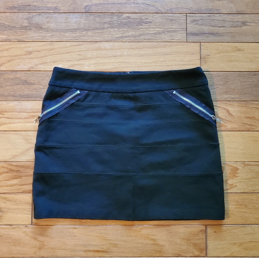 BCBGeneration Black Mini Skirt with Metallic Zippers